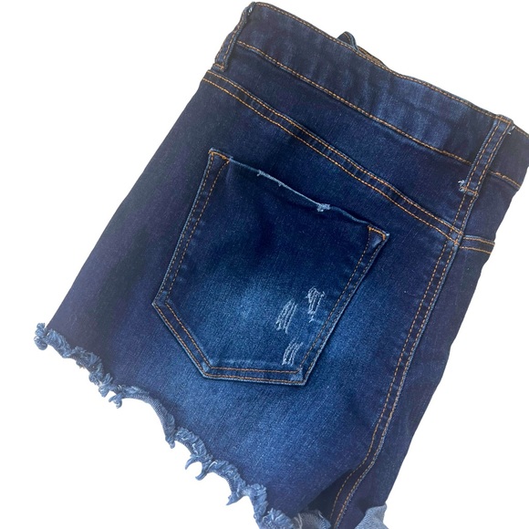 Indigo Dark Denim Button Up Shorts Size Jr. 15 - Picture 5 of 7